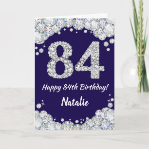 Carte Joyeux 84e anniversaire Marine Parties scintillant