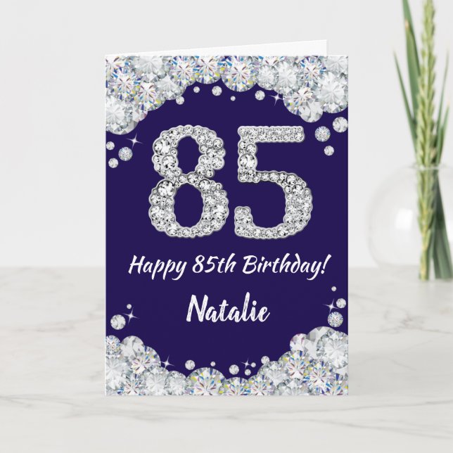 Carte Joyeux 85e anniversaire Marine Parties scintillant (Devant)