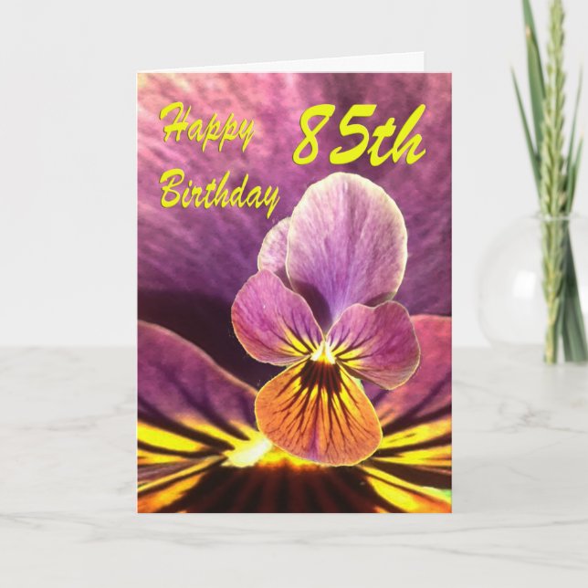 Carte Joyeux 85ème anniversaire Pansy Flower (Devant)