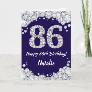 Carte Joyeux 86e anniversaire Marine Parties scintillant