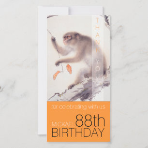 Carte Joyeux 88e anniversaire japonais peinture Monkey V