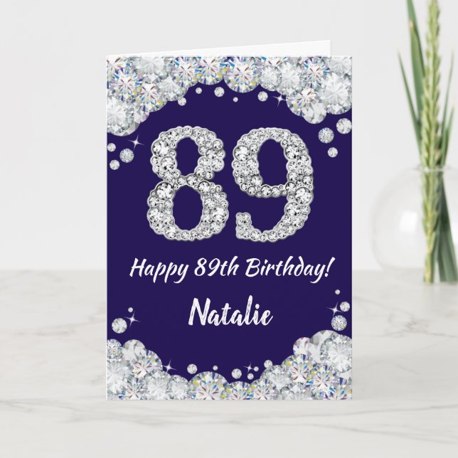 Carte Joyeux 89e anniversaire Marine Parties scintillant (Devant)