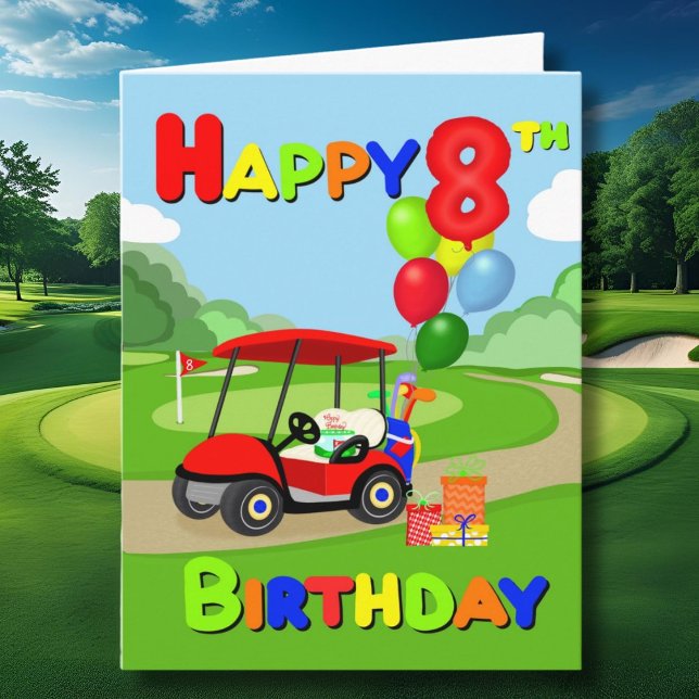 Carte Joyeux 8 Anniversaire Red Boys Golf Card (Créateur téléchargé)