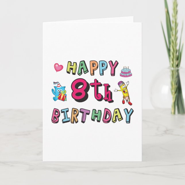 Carte Joyeux 8e anniversaire. 8 ans de voeux (Devant)