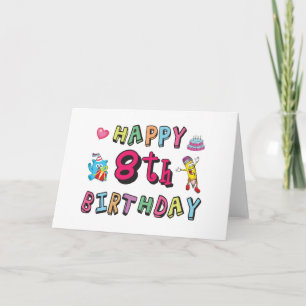 Carte Joyeux 8e anniversaire. 8 ans jour d'anniversaire.