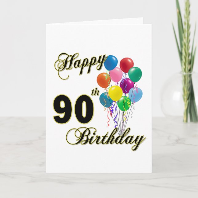 Carte Joyeux 90e anniversaire cadeaux et vêtements d'ann (Devant)