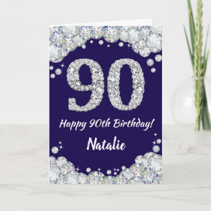 Carte Joyeux 90e anniversaire Marine Parties scintillant
