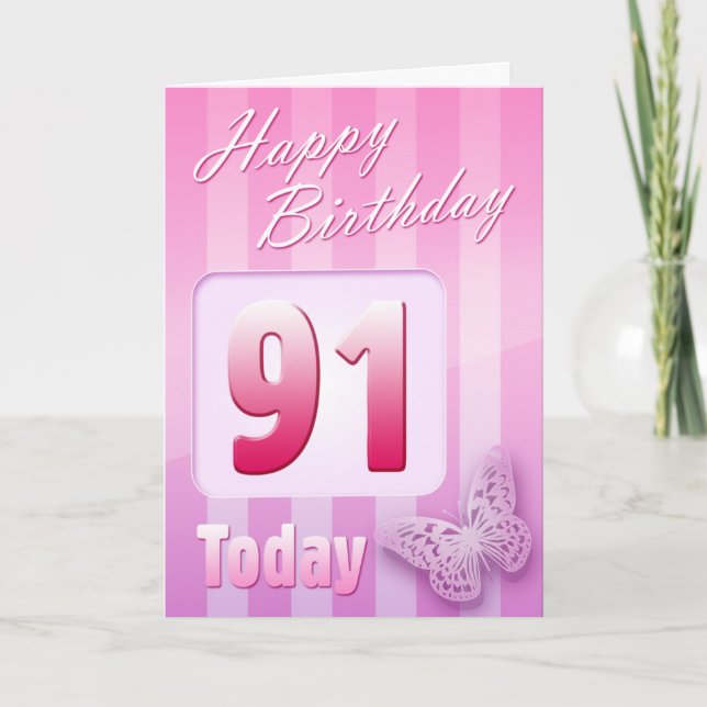 Carte Joyeux 91e anniversaire Grand Mère Grande-tante ma (Devant)