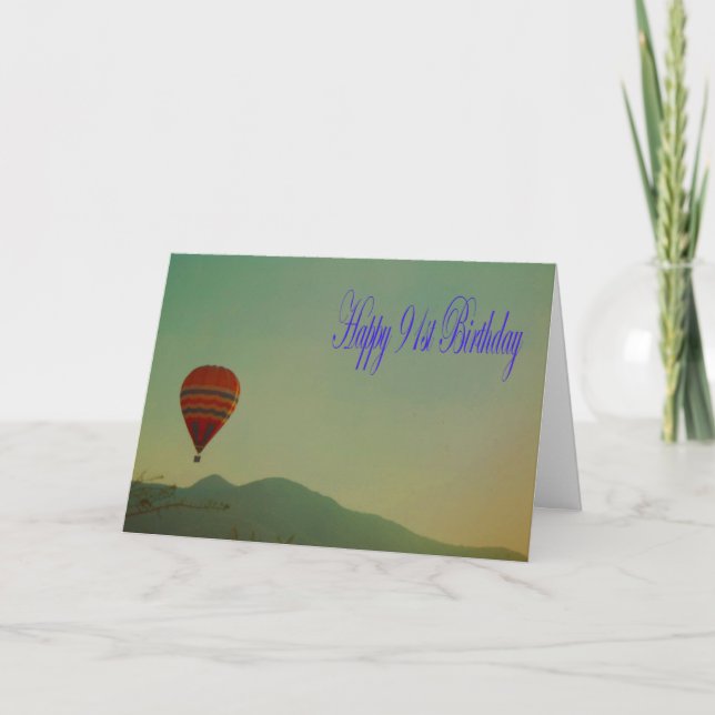 Carte Joyeux 91e anniversaire Hot Air Balloon (Devant)