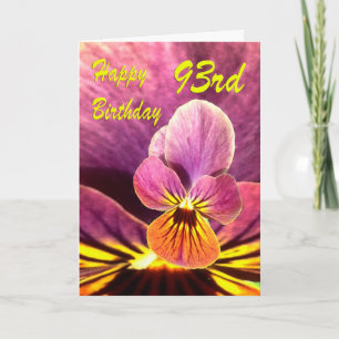Carte Joyeux 93ème anniversaire Pansy Flower