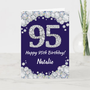 Carte Joyeux 95e anniversaire Marine Parties scintillant