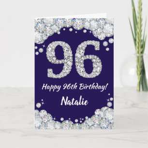 Carte Joyeux 96e anniversaire Marine Parties scintillant