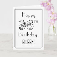 Joyeux 96ème anniversaire, style Art Déco avec nom