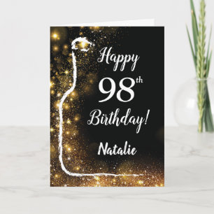 Carte Joyeux 98e anniversaire Black and Gold Parties sci