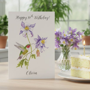 Carte Joyeux 99e Anniversaire Columbine avec Hummingbird