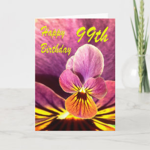 Carte Joyeux 99ème anniversaire Pansy Flower