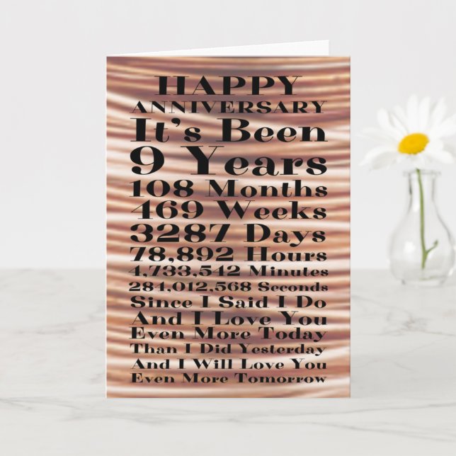 Carte Joyeux 9e anniversaire de Mariage en cuivre (Petite plante)