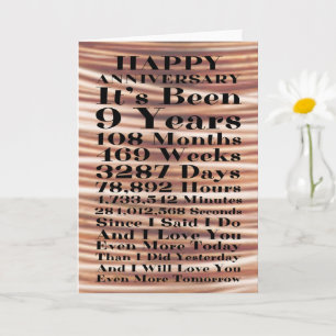 Carte Joyeux 9e anniversaire de Mariage en cuivre