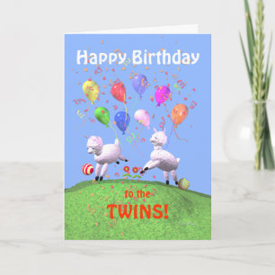 Carte Joyeux agneaux d'anniversaire pour jumeaux