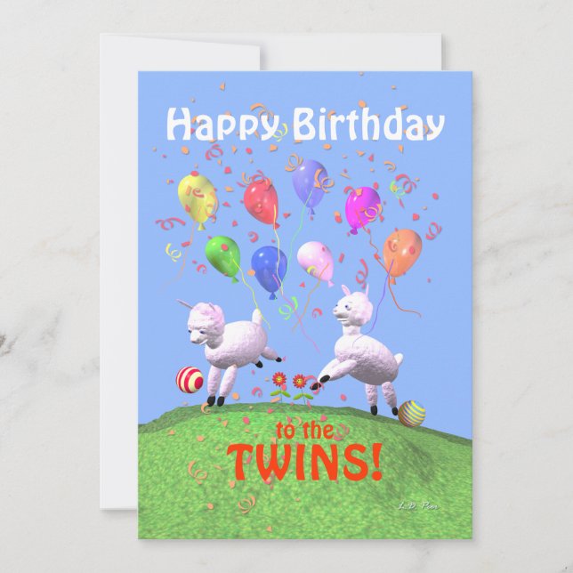 Carte Joyeux agneaux d'anniversaire pour Twins Flat (Devant)