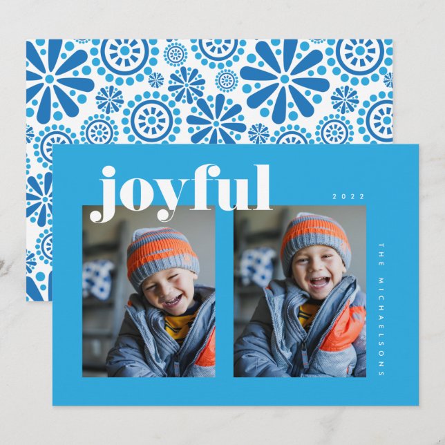 Carte JOYEUX Ajouter Votre Photo De Famille (Devant / Derrière)