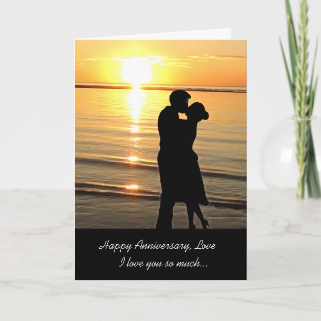 Carte Joyeux Amour Anniversaire, Coucher de soleil sur l (Devant)