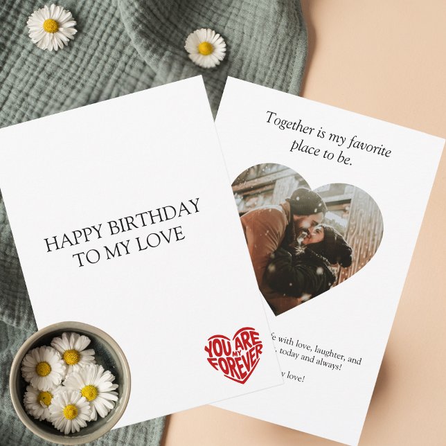 Carte Joyeux Amour d'Anniversaire, Coeur Rouge & Photo,  (Créateur téléchargé)