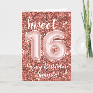 Carte Joyeux Anniversaire 16 ans Rose Gold Personnalisé