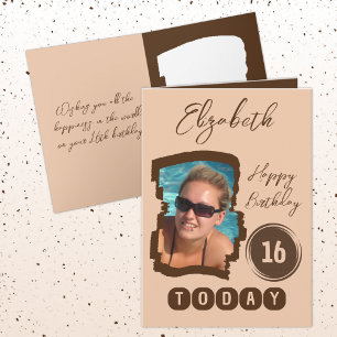 Carte Joyeux anniversaire 16 aujourd'hui ajouter photo b