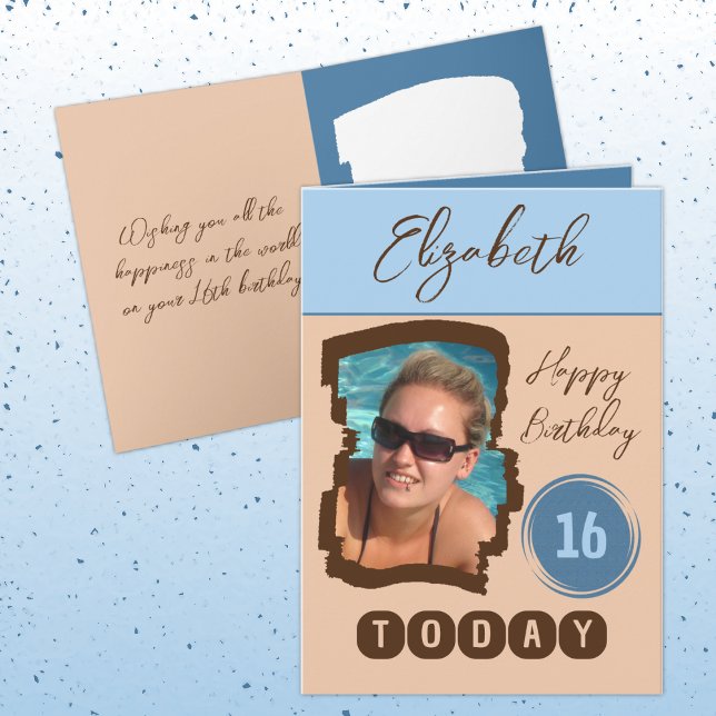 Carte Joyeux anniversaire 16 aujourd'hui ajouter photo b (Créateur téléchargé)