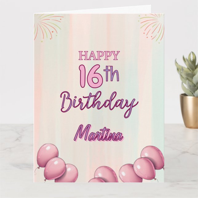 Carte Joyeux anniversaire 16e adolescente douce fille (Petite plante)