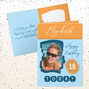 Carte Joyeux anniversaire 18 aujourd'hui ajouter photo b