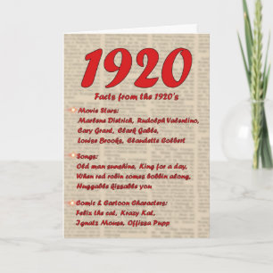 Carte Joyeux anniversaire 1920 Année de naissance 20's 2