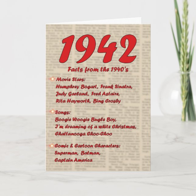 Carte Joyeux anniversaire 1942 Nouvelles de l'année de n (Devant)
