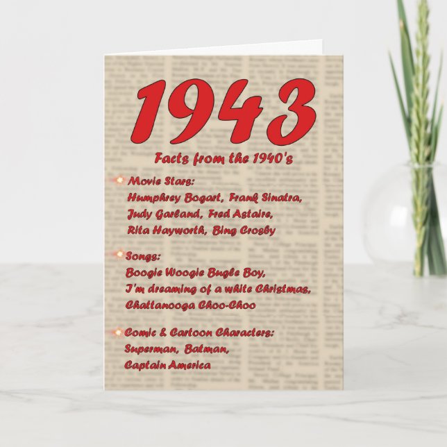 Carte Joyeux anniversaire 1943 Nouvelles de l'année de n (Devant)