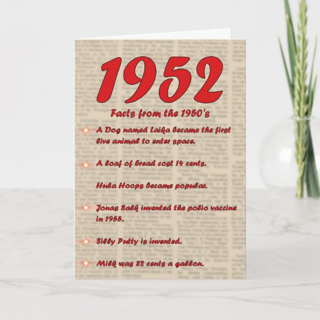Carte Joyeux anniversaire 1952 ans des années 50 les (Devant)