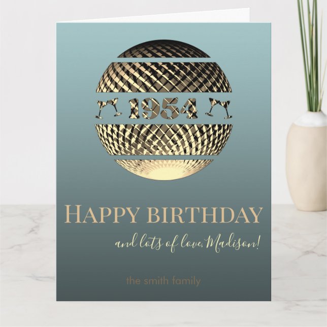 Carte Joyeux anniversaire 1954 or 70ème anniversaire (Devant)