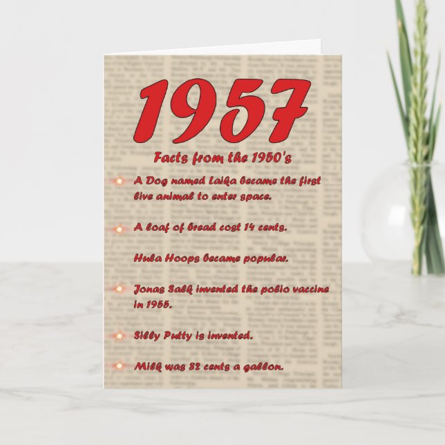 Carte Joyeux anniversaire 1957 Nouvelles de l'année de n (Devant)