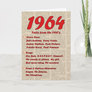 Carte Joyeux anniversaire 1964 ans des années 60 60s de