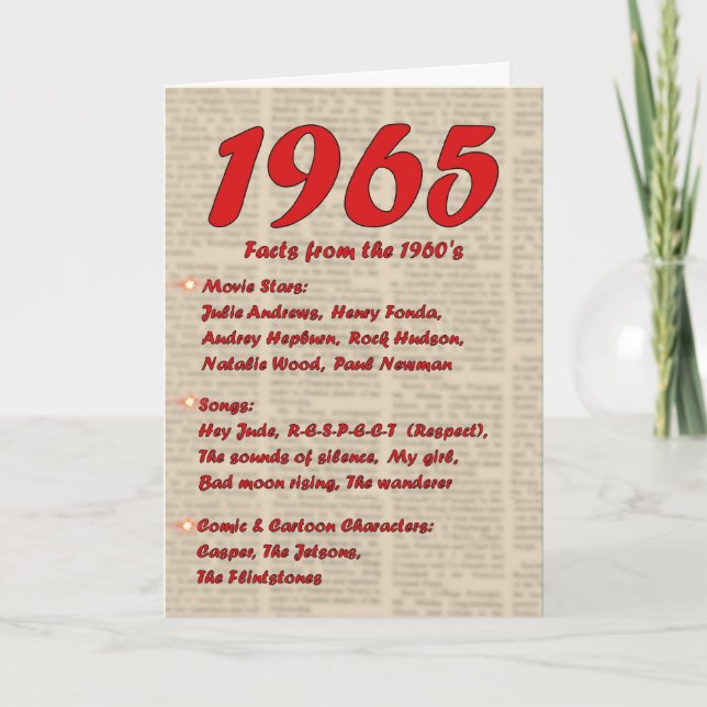 Carte Joyeux anniversaire 1965 Nouvelles de l'année de n (Devant)