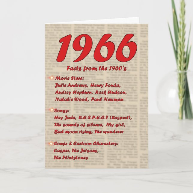 Carte Joyeux anniversaire 1966 Nouvelles de l'année de n (Devant)