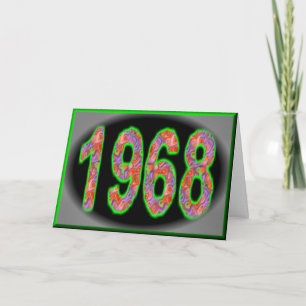 Carte Joyeux anniversaire 1968 Année de naissance 60's 6