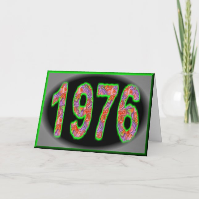 Carte Joyeux anniversaire 1976 Année de naissance 70's s (Devant)