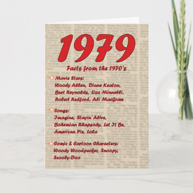 Carte Joyeux anniversaire 1979 Nouvelles de l'année de n (Devant)