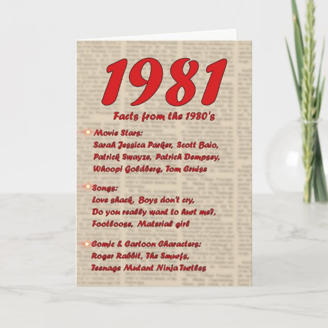 Carte Joyeux anniversaire 1981 Année de naissance nouvel (Devant)