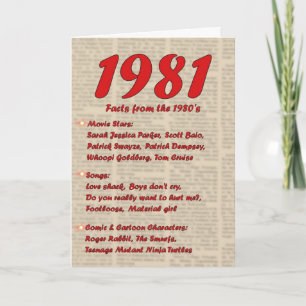 Carte Joyeux anniversaire 1981 Nouvelles de l'année de n