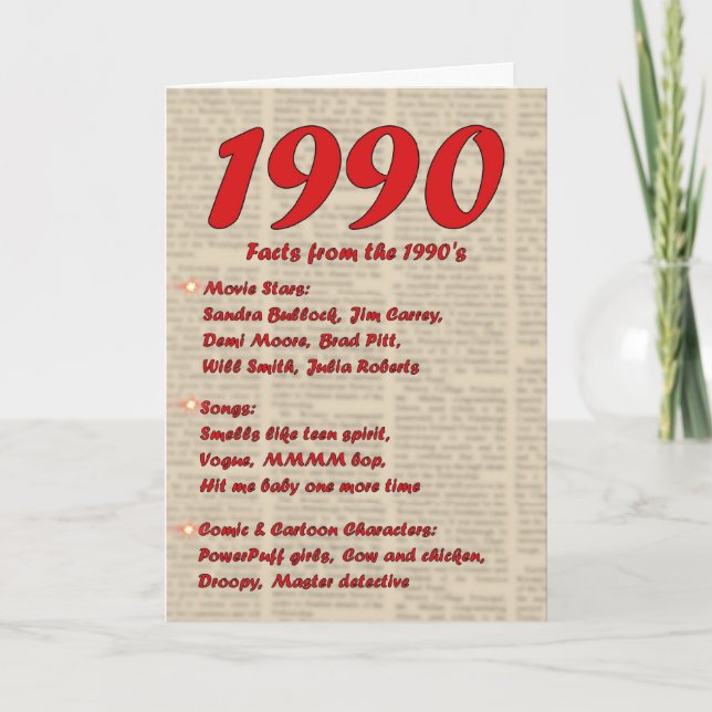 Carte Joyeux anniversaire 1990 Années de naissance 90's  (Devant)
