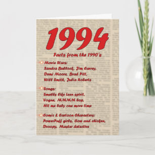 Carte Joyeux anniversaire 1994 Nouvelles de l'année de n