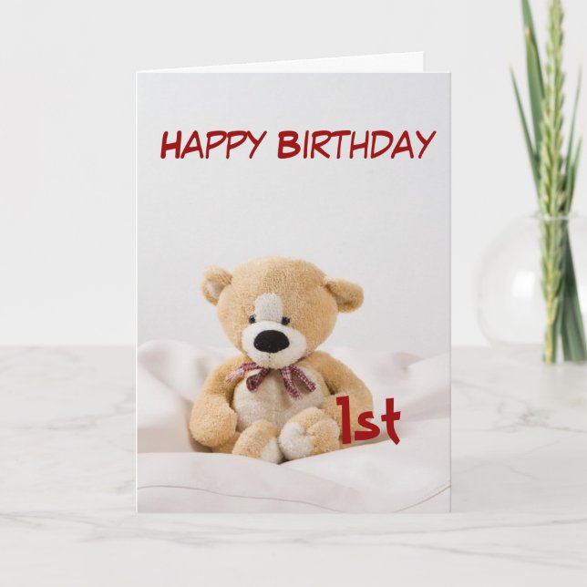 Carte Joyeux anniversaire 1er Teddy Bear Thème (Devant)