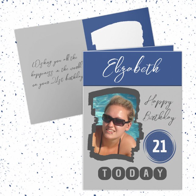 Carte Joyeux anniversaire 21 aujourd'hui ajouter photo g (Créateur téléchargé)